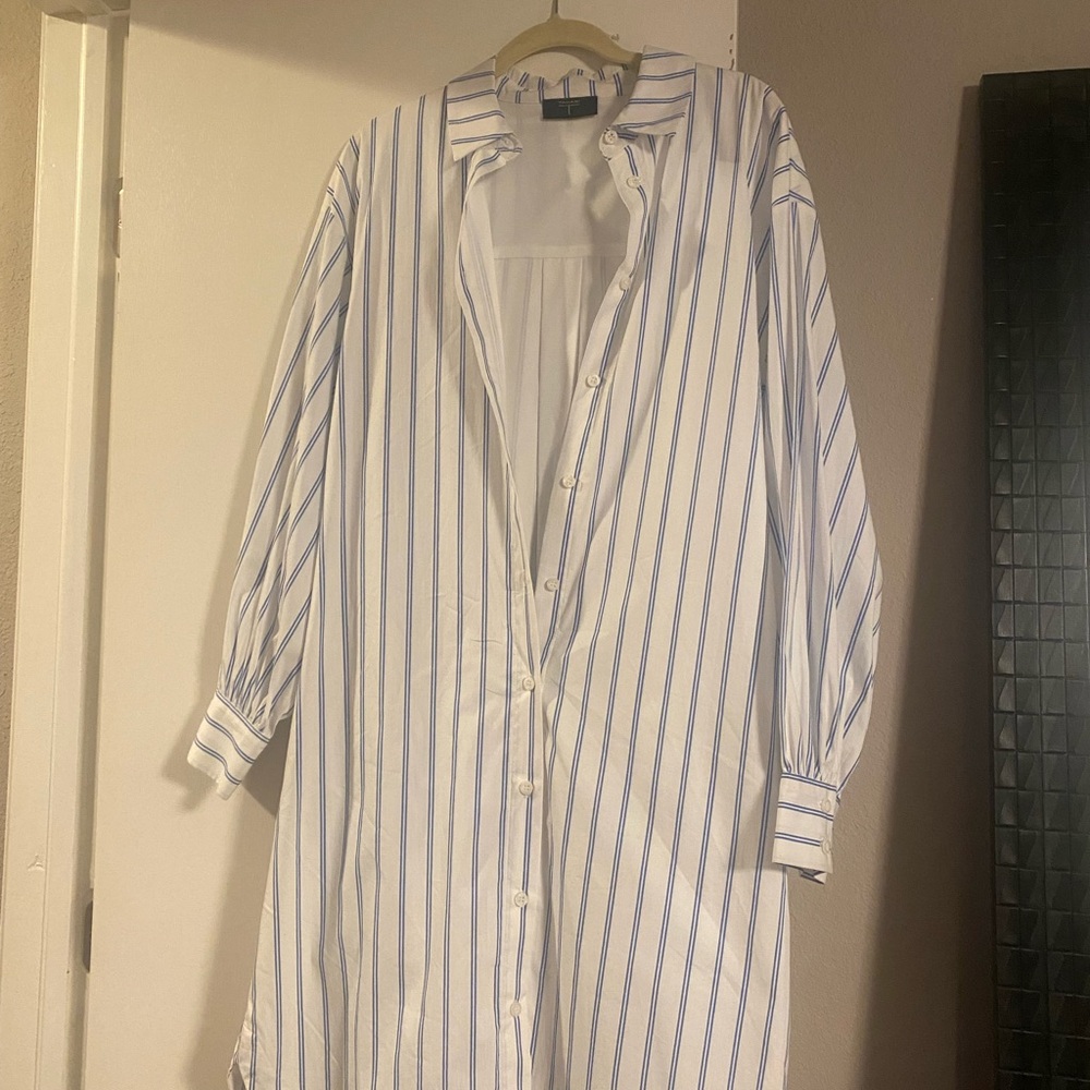 Striped Button-Down Shirt Dress